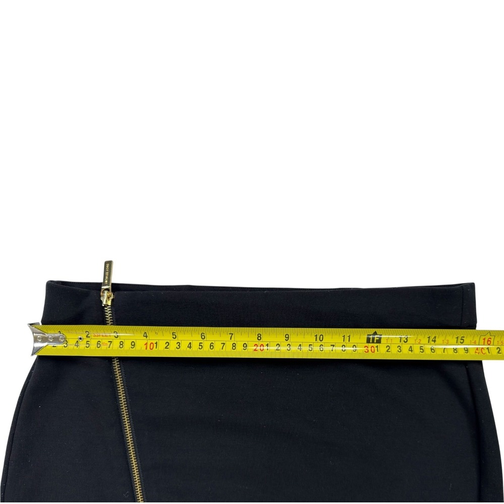Michael Kors Pencil Skirt 8 Black Asymmetrical Gold Zipper Capsule Wardrobe Chic - Picture 6 of 8